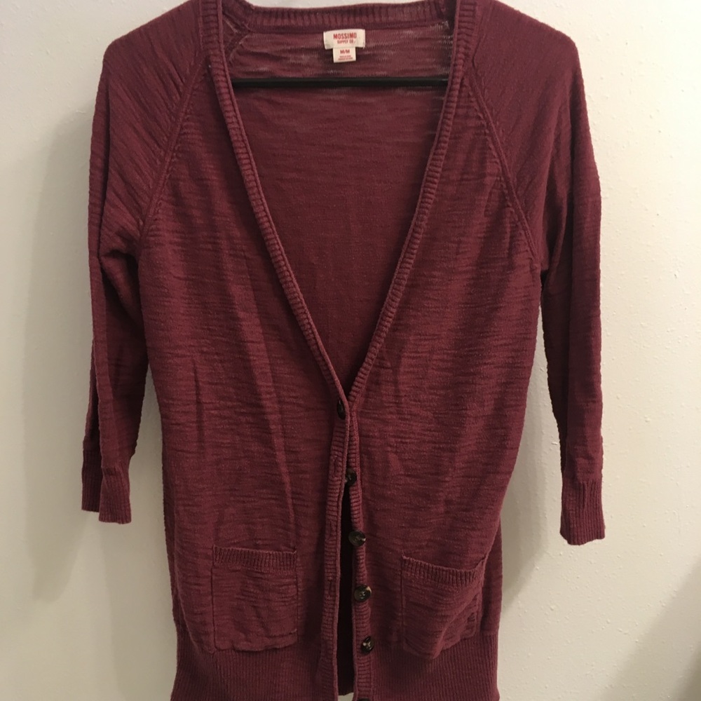 Wine-colored cardigan. Size Med.